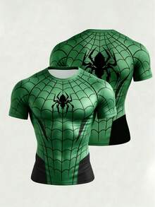 Gym Rark Men's Plus Size Spider Web Print Fitted Sports T-Shirt - Black - View 5