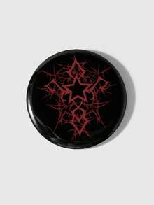 ROMWE Goth 2款龐克哥德風星星十字架/鬼臉銀色胸章 + 多彩手工串珠骷髏十字架/愛心鬼臉卡片鑰匙圈，包包吊飾 - 多色-27 - 查看 9