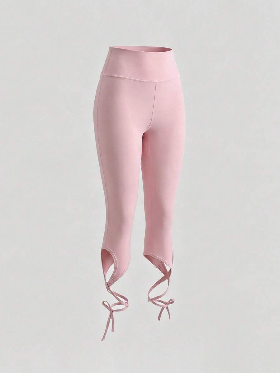 Sweetra Women's Solid Color High Waist Criss-Cross Design Casual 7/8 Leggings Sports