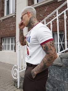 Artur Kramer 男士休闲樱桃水果印花撞色T恤，春季 - 彩色 - 查看 5