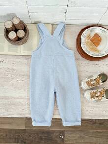 Bubblio Baby Boy Woven Striped Bear Graphic Casual Bib Overalls - Multicolor - View 2