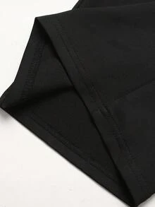 SHEIN 青少年女孩 2 件組針織蕾絲不對稱領口長袖 T 恤與寬腿褲休閒套裝，適合春夏秋冬，日常休閒穿搭，返校穿著 - 黑與白 - 查看 8