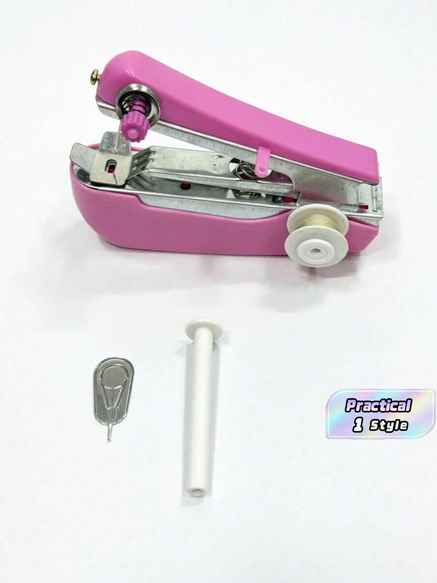 1pc Mini Manual Portable Sewing Machine, Multi-Functional Mini Handheld Sewing Machine, Suitable For Household Travel Use, Student Use Hand Sewing Machine, Small Sewing Machine, Lightweight Sewing Gadget, Quick Repair, Sewing Machine Accessories, Quick Stitching, Easy Mending, Household Essential, Travel Emergency, DIY Crafting, Simple Operation - multicolor - View 1