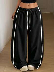 Maweii Plus Size Women's Drawstring Leg Casual Pants Fall - Black - View 4