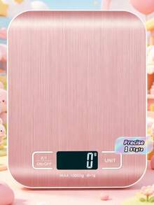 1 Báscula de cocina digital de 10kg, precisión de 1g/0.1oz, de acero inoxidable, apta para hornear y cocinar (baterías no incluidas) - Rosa - Ver 3
