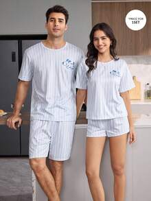 CoupledUp 男士短袖上衣與短褲可愛小狗印花睡衣套裝 - 彩色 - 查看 1