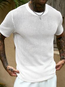 Manfinity Homme Men's Casual Short Sleeve Button-Down Shirt With Half Wallet - Grey - View 6