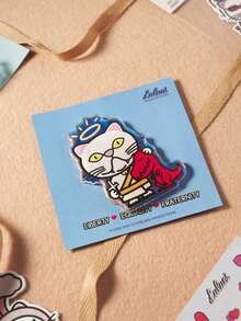POKOJA LAND Angel Cat Holding Dinosaur Fridge Magnet, 1pc,Cute Refrigerator Magnet, Strong Magnetic Acrylic Meme Kitchen Decor, Cat Lover Gift, Liberty Equality Fraternity,PokojaLand&Luluni - 1PC - View 1