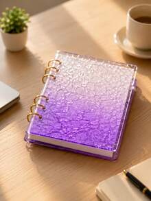 A5 Stone Grain Acrylic Loose Leaf Notebook Cover With Gold Metal Rings, No Inner Pages Blank Binder Shell For DIY Handcraft, Scrapbooking, Journal Making & Stationery Gift - Multicolor - View 3
