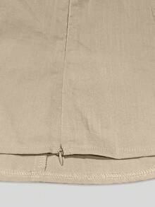 Balvessa Off-Shoulder Sleeveless Elegant Turnover Collar Blouse - Apricot - View 3