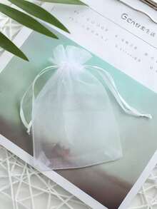 5/10/20/50/100pcs Multi Sizes White Organza Drawstring Bags, Transparent Mesh Gift Pouches, Jewelry Candy Cosmetic Soap Packaging, Wedding Favors, Birthday, Thanksgiving, Christmas Holiday Gift Storage Bags For Home And Party Use Sets For Gift Wraps - White - View 9