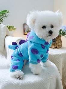 1Pc Adorable Floral Dinosaur Costume Pet Clothes For Small Dogs Cats, Puppy Chihuahua, Perfect For Outdoor Walk, Birthday Party, Holiday, Daily Wear, Soft & Comfortable - Blue - View 9