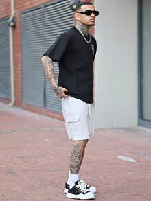 Devon Thys SU ER Men's Fashionable Printed Loose Short Sleeve T-Shirt | Exquisite Design | Summer Essential | Easy To Match, Showcasing Your Style - Black - View 6