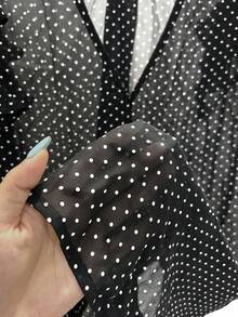 SHEIN Women's Daily Versatile Summer Chiffon Polka Dot Sleeveless Black Tie Blouse, Elegant Sheer Shirt For Outings And Commuting - Black - View 4