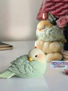 1PC 3D Bird Shaped Candle Silicone Mold, Animal Theme Bird Design Reusable Durable Silicone Mold, Suitable For Candle Making, Plaster Crafts, Special Gifts, Multipurpose Silicone Mold - White - View 1