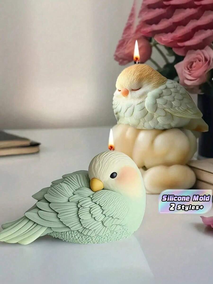 1PC 3D Bird Shaped Candle Silicone Mold, Animal Theme Bird Design Reusable Durable Silicone Mold, Suitable For Candle Making, Plaster Crafts, Special Gifts, Multipurpose Silicone Mold - White - View 1