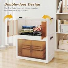 Boîte de rangement en plastique empilable à 5 niveaux avec couvercle - Armoire organisatrice, bac pliable de 32" de large, conteneur de rangement pliable, boîte organisatrice pour artisanat, convient pour la maison, le garde-manger, le bureau, le dortoir - transparent - Voir 4