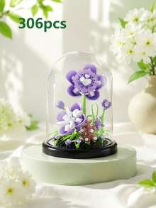 附防塵蓋花卉積木，向日葵玫瑰百合蓮花積木，桌面裝飾，生日畢業聖誕禮物 - 彩色 - 查看 14