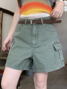 DAZY Women's Distressed Washed Pocket Casual Streetwear Summer Denim Shorts School - Green - View 4