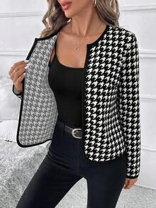Editum Women's Autumn/Winter Versatile Colorblock Long Sleeve Knit Cardigan - Black - View 3