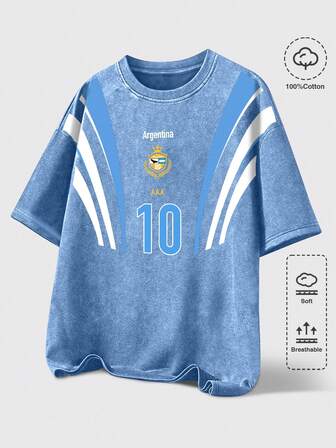 Street Life Camiseta de cuello redondo con efecto desgastado y lavado de nieve vintage de estilo urbano para hombre, adecuada para uso casual diario en primavera y verano