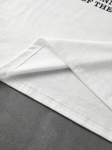 ROMWE MEN Kaos Kasual Pria Lengan Pendek Kerah Bulat dengan Cetakan Huruf - Putih - View 3