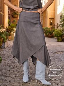 Aralina Vestidos elegantes con capas asimétricas de cintura alta y bajo fluido para mujer, atuendos de brunch para mujer, falda - Gris - Ver 3