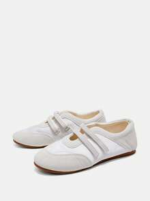 Bholvia Spring New Retro Red Versatile Hook And Loop Mary Jane Shoes, Casual Round Toe Flat Shoes For Women [Please Order One Size Up According To The Size Chart],Ballet Flats - Silver - View 5