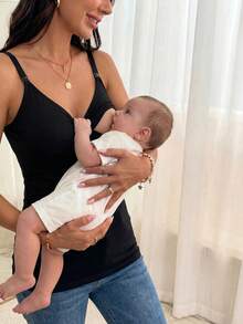 Modmama Ropa De Tanque De Lactancia Maternal - Negro - Ver 4