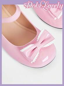 Dola Lovely Women's Shoes, Pink, Mary Jane, Bow, High Heels, Lolita Sweet Japanese JK Uniform Shoes - Pink shiny leather - View 5