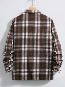 Manfinity Homme Men's Plus Size Casual Plaid Shacket, Spring/Autumn - Multicolor - View 2