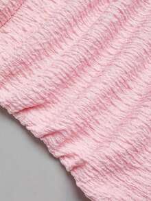 Sweetra Vestido mini elegante sin tirantes con textura de capas tipo pastel para mujer talla grande - Rosa - Ver 4