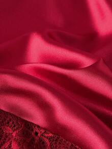 Moireta Ladies' Lace Patchwork Cami Sleep Dress Pajama Dress Bridallingerie - Red - View 6