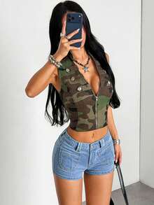 StreetHx Fashion Casual Street Vacation Style Low Waist Denim Shorts - Light Wash - View 4
