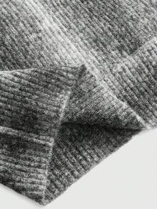 ROMWE Autumn/Winter Casual Asymmetric Collar Gradient Sweater - Dark Grey - View 6