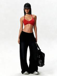 SHEIN Dewbera Sexy Summer Sports Backless Halter Top - Red - View 6