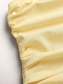 SHEIN Girlism Tween Girl/Tween Girls' Summer Casual Vacation Minimalist Comfortable Layered Ruffle Trim Tube Top Dress - Yellow - View 4