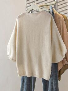GlowEve Top de punto de color liso con mangas de murciélago para mujer - Albaricoque - Ver 2