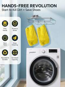 Reusable Sneaker Washing Bag, Suitable For Washing Machine, Shoe Shaped Bag To Maintain Shoe Form, Deep Cleaning Mesh Protection Bag For Sneakers And Loafers, Shoe Care Essential (Yellow/Grey) - Multicolor - View 7