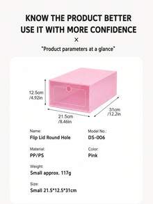 Transparent PP Plastic Shoe Storage Boxes, Flip Drawer Design Dustproof Moisture Proof Shoe Organizer Containers, Small Stackable Shoe Case In Pink For Closet & Entryway Storage - View 2