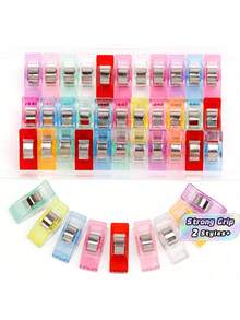 20/100Pcs Mini Plastic Patchwork Clips, Random Color Sewing Clips For Fabric DIY Crafts, Planner Clips For Paper Binding, Multifunctional Edge Locating Clips For Quilting Sewing, Versatile Craft Clamps For Home Sewing Projects - multicolor - View 2