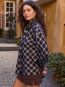 Aralina Women Plaid Tie Neck Blouse Long Sleeve Button Elegant Shirt Loose Fit Bow Front Office Casual Going Out World Cup 2026 - Multicolor - View 6