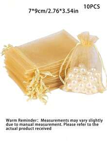 50PCS Organza Gift Bags With Drawstring, For Jewelry, Candy, Wedding, Party Favor Pouch School Supplies Food Bag Food Box Suitable For Candy Chocolate Cookies Etc., - Gold - View 10