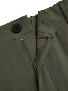 Sweetra Plus Size Women's Casual Traditional Commute Elegant Olive Green Summer Pants Vacation Formal - Khaki - View 7