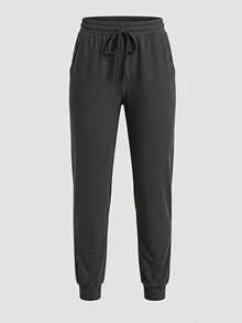 SHEIN Cheerettes Soft Casual Jogger Pants - Dark Grey - View 2