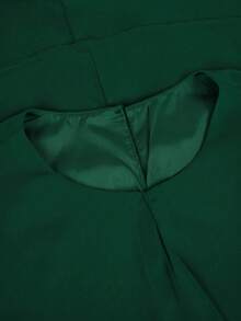 SHEIN Clasi CURVE 大尺碼透視雪紡多層下擺優雅休閒無袖女款洋裝 - 綠色 - 查看 4