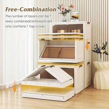 Boîte de rangement en plastique empilable à 5 niveaux avec couvercle - Armoire organisatrice, bac pliable de 32" de large, conteneur de rangement pliable, boîte organisatrice pour artisanat, convient pour la maison, le garde-manger, le bureau, le dortoir - transparent - Voir 3