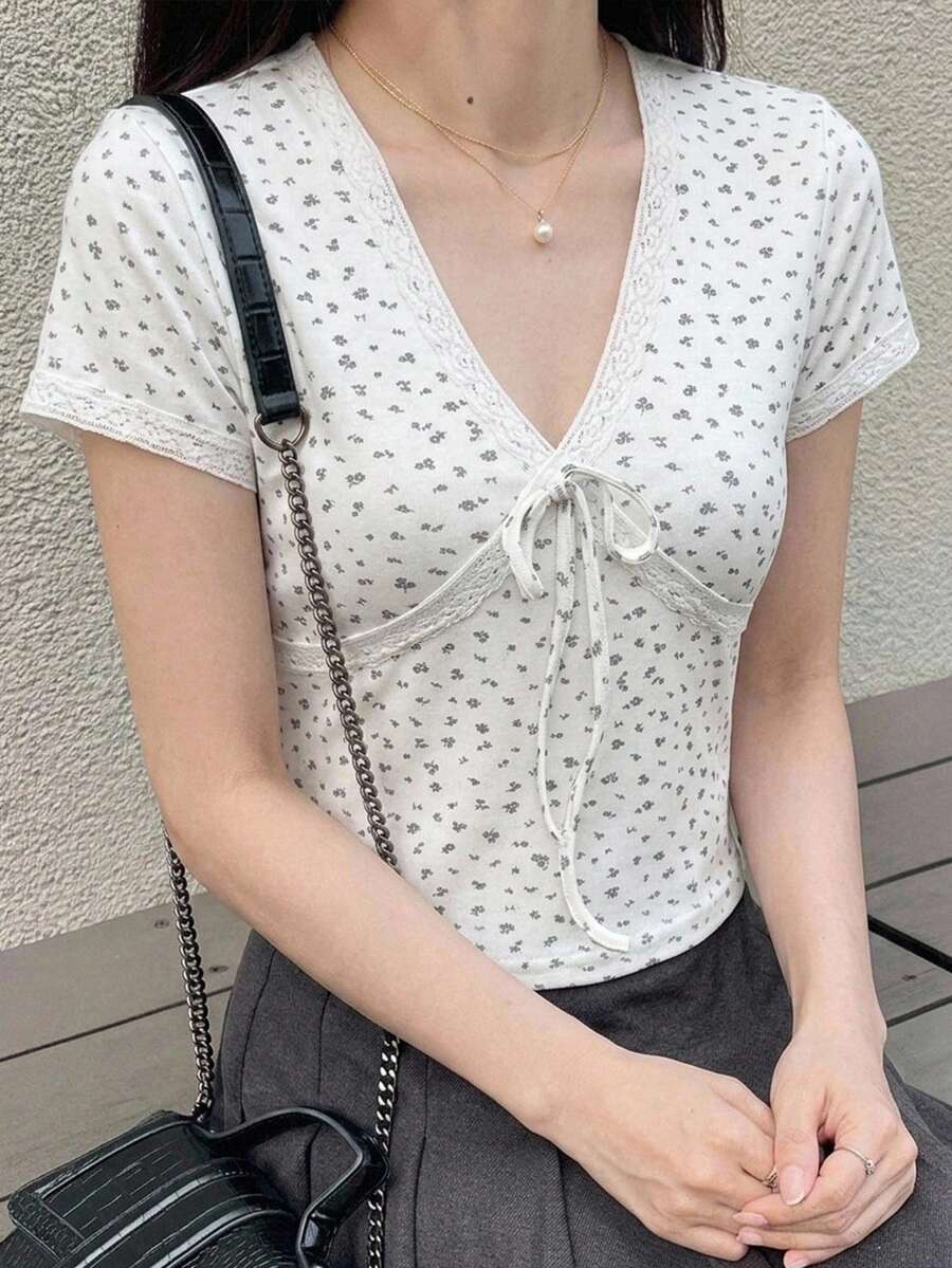 DAZY Women's Round Neck Solid Color Basic White Short Sleeve T-Shirt Spring Summer - Grey - View 1