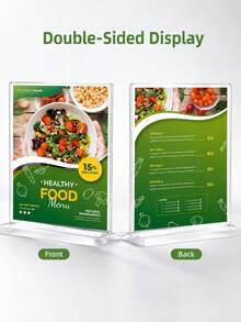 T-Shape Clear Acrylic Sign Holder Double Sided Display Stand For Menu Flyer Photo Office Restaurant Retail Wedding - Clear - View 3