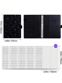 1 Set A5/A6 Size PU Leather Multi Functional Photo Card Album Refillable Binder Notebook With Rings For Pictures Tickets Cards Daily Planning Journal Office School Student Travel Gift Organization Storage Scrapbooking Supplies Vintage - Star model - View 9